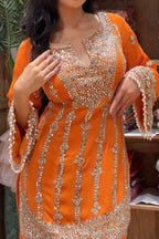 Haldi Ready Orange Suit Trending Wedding Outfit