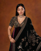 Royal Designer Wine & Emerald Green Velvet Anarkali Gown with Heavy Embroidery & Dupatta
