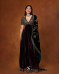 Royal Designer Wine & Emerald Green Velvet Anarkali Gown with Heavy Embroidery & Dupatta