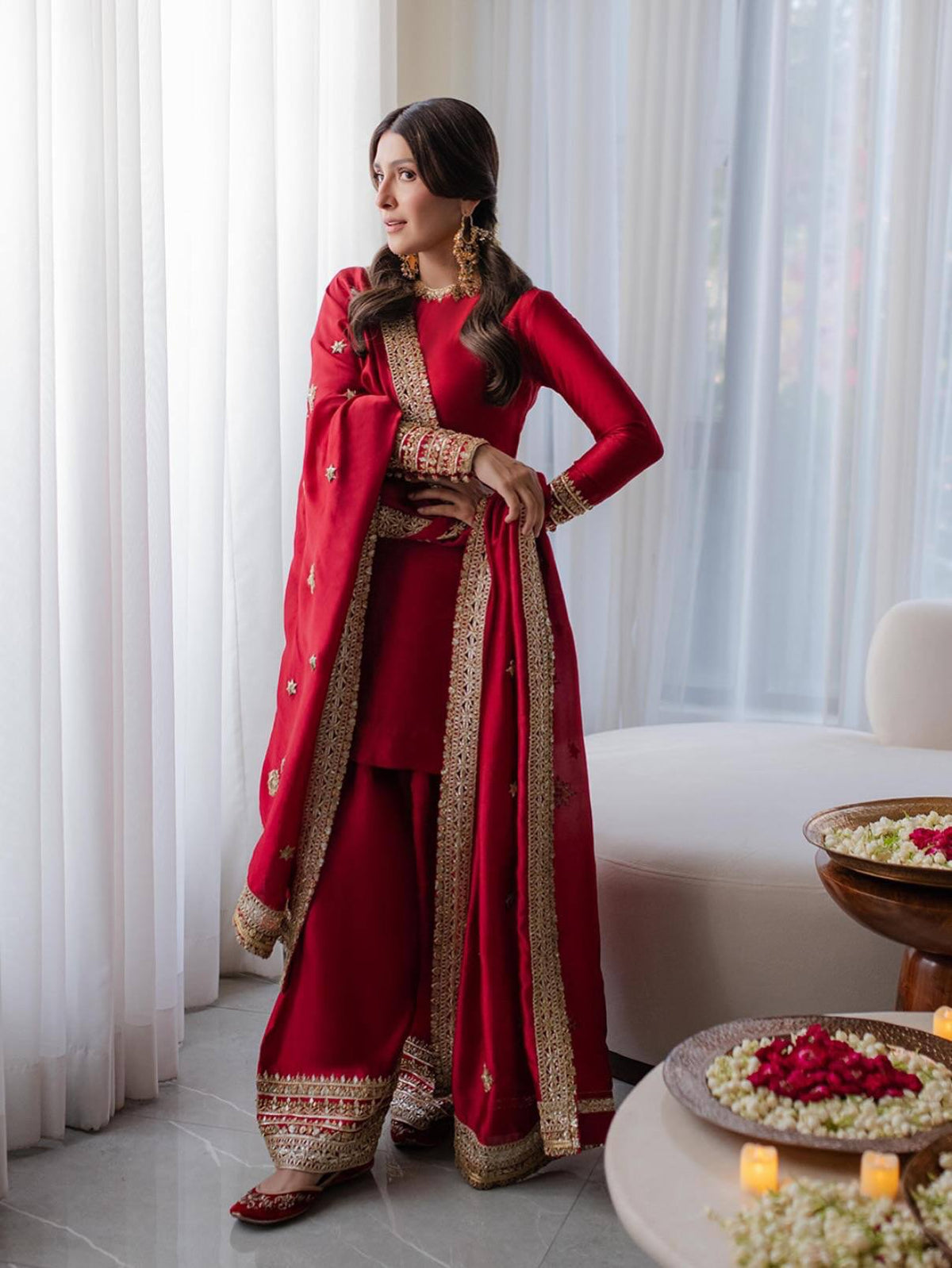 Beautiful Rangoli Silk Sequence and Zari Embroidery Work Kurti Palazzo Set For Festivals