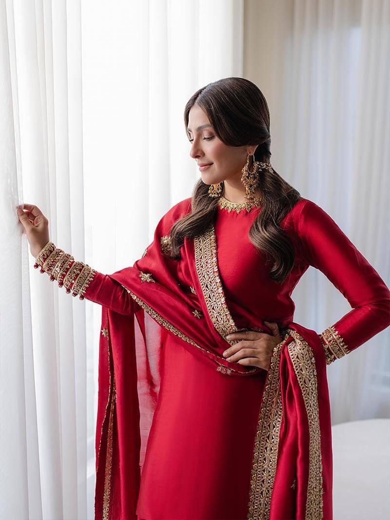 Beautiful Rangoli Silk Sequence and Zari Embroidery Work Kurti Palazzo Set For Festivals