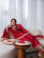 Beautiful Rangoli Silk Sequence and Zari Embroidery Work Kurti Palazzo Set For Festivals