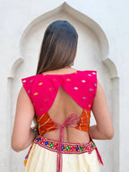 Roman Blouse With Printed Cotton Lehenga For Garba - Choose a different look this Navratri