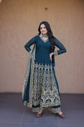Embroidered Multi-Sequin Gown Pant Dupatta Set for Festive & Wedding Wear