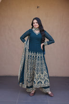 Embroidered Multi-Sequin Gown Pant Dupatta Set for Festive & Wedding Wear