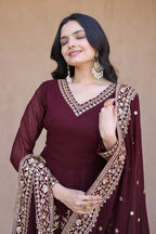 Embroidered Multi-Sequin Gown Pant Dupatta Set for Festive & Wedding Wear