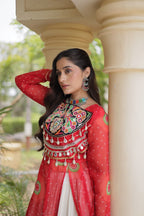 Festive Garba Bandhani Kurti with Kutchi Patchwork & Full Flared Cotton Lehenga