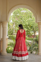 Festive Garba Bandhani Kurti with Kutchi Patchwork & Full Flared Cotton Lehenga