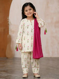 Kids Off-White Cameric Cotton Kurti Farshi Slawar Suit | Ages 6 Months–15 Years