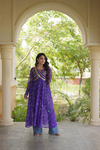 Bandhani Print Kutchi Patchwork Georgette Long Kurti for Festive Wear