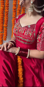 Rani Pink Embroidered Anarkali Suit Set with Dupatta for Diwali & Karwa Chauth Festive Wear