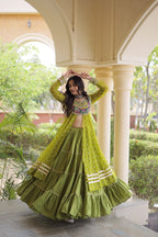 Beautiful Bandhani Kutchi Patchwork Kurti with Flared Lehenga Festive Set
