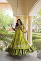 Beautiful Bandhani Kutchi Patchwork Kurti with Flared Lehenga Festive Set