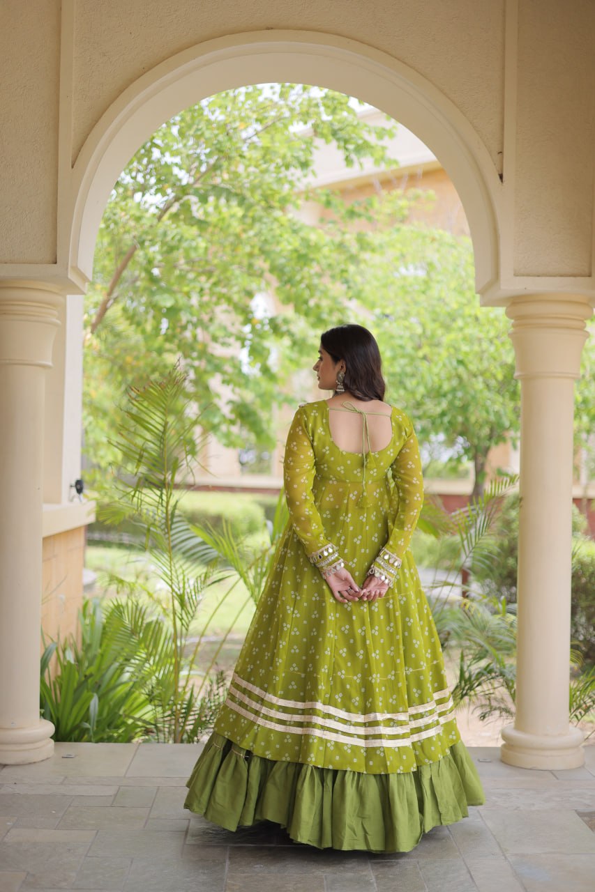 Beautiful Bandhani Kutchi Patchwork Kurti with Flared Lehenga Festive Set