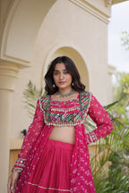 Beautiful Bandhani Kutchi Patchwork Kurti with Flared Lehenga Festive Set