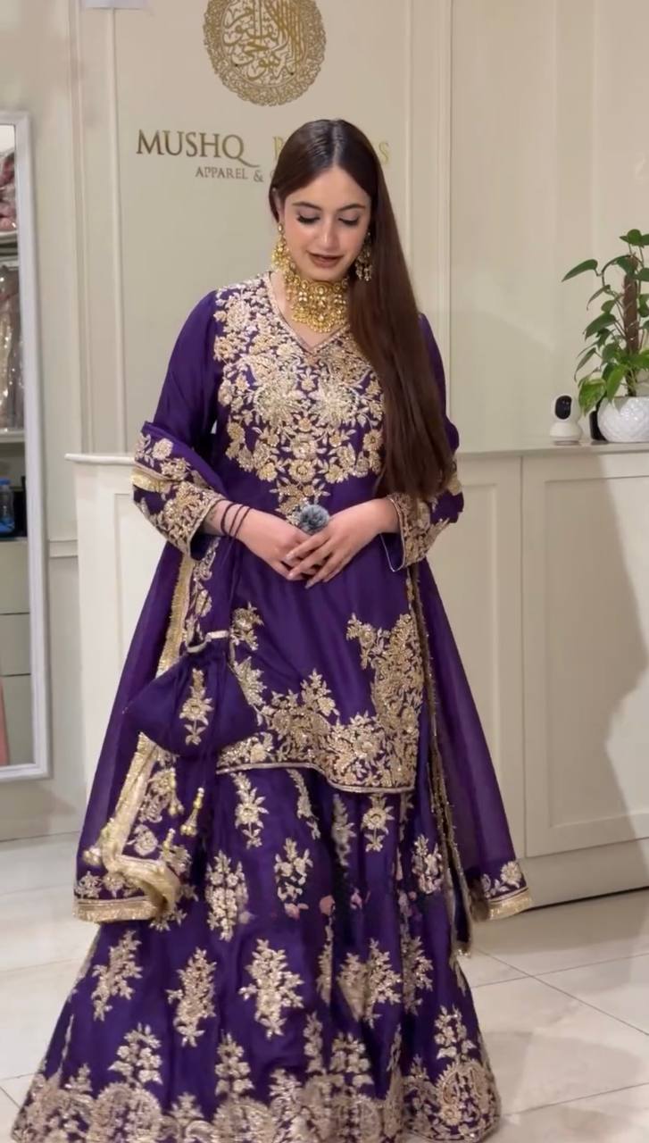 Stunning Silk Party Wear Kurti Palazzo Suit with Embroidered Dupatta - Wedding & Festive Wear