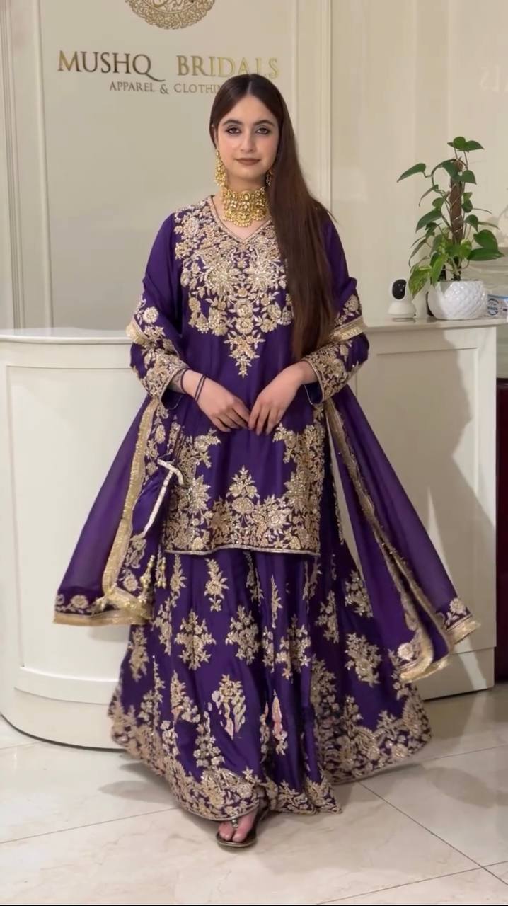 Stunning Silk Party Wear Kurti Palazzo Suit with Embroidered Dupatta - Wedding & Festive Wear