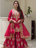 Stunning Silk Party Wear Kurti Palazzo Suit with Embroidered Dupatta - Wedding & Festive Wear