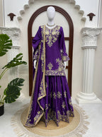 Stunning Silk Party Wear Kurti Palazzo Suit with Embroidered Dupatta - Wedding & Festive Wear