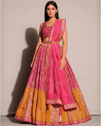 Wedding Bandhani Charm â€“ Satin Silk Lehenga Set with Zari & Sequin Work