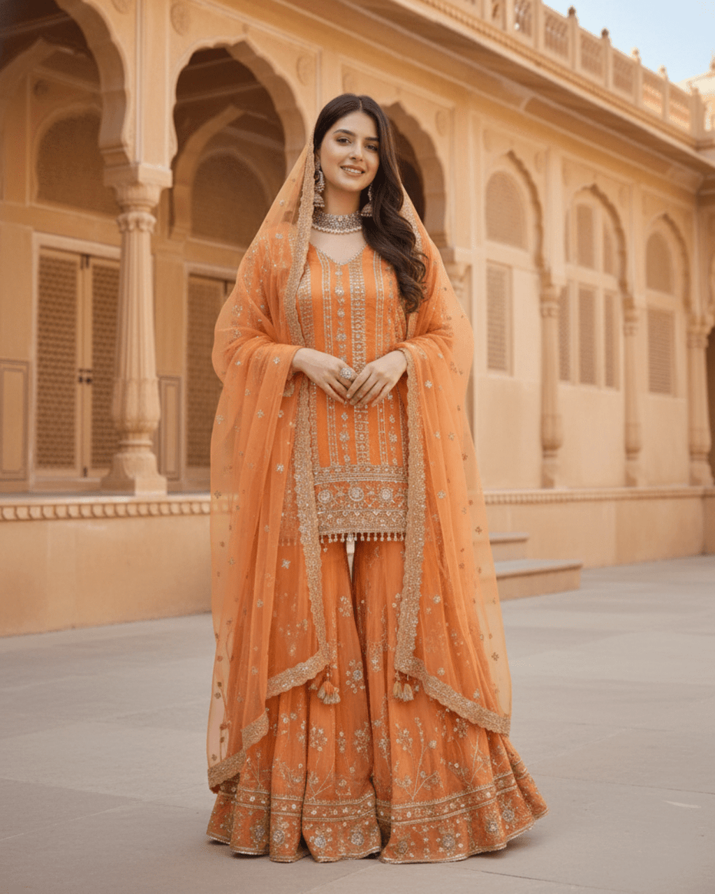 Premium Georgette Sharara Set with Sequins Work – Perfect for Diwali &amp; Weddings