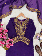 Embroidered Silk Kurti Sharara With Dupatta -  Perfect For Wedding & Festivals