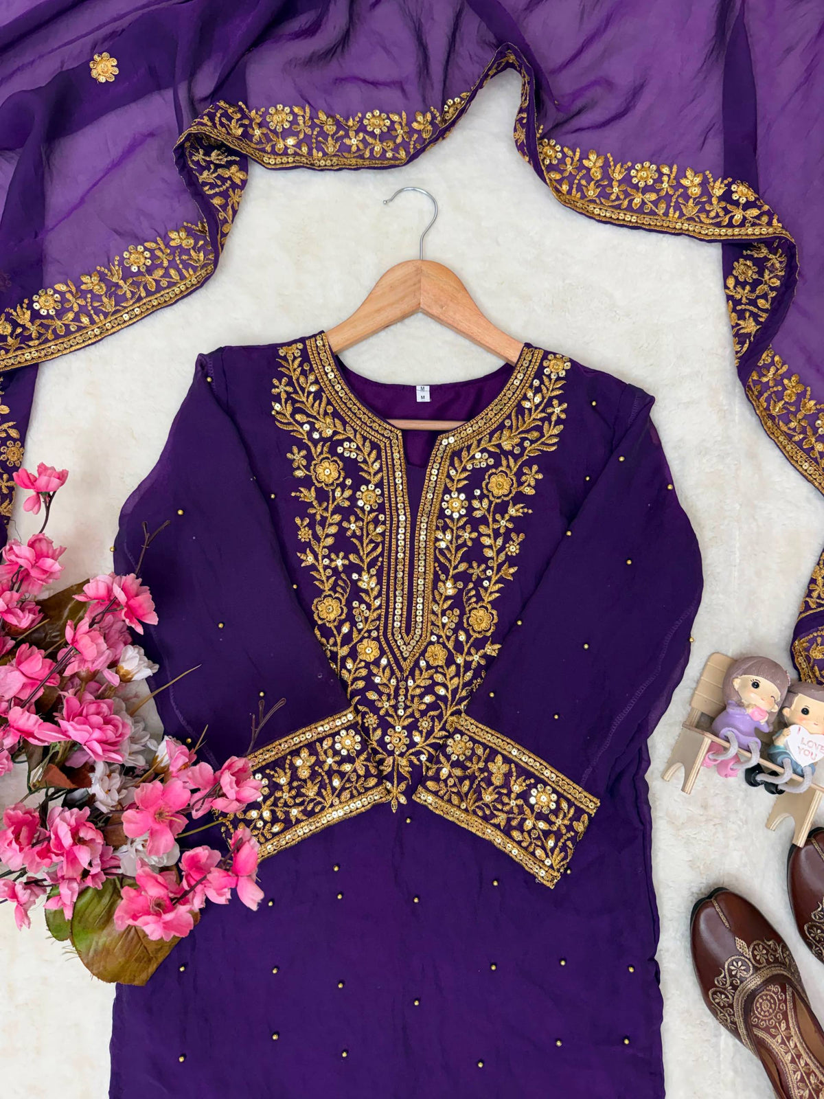 Embroidered Silk Kurti Sharara With Dupatta -  Perfect For Wedding & Festivals