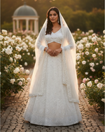 Ethnic Bridesmaids Zari Embroidered Lehenga Choli with Foil Mirror Work for Weddings