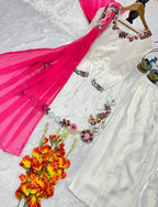 Turn Heads in This Stunning Kurta Palazo Set with Pink Dupatta