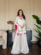 Turn Heads in This Stunning Kurta Palazo Set with Pink Dupatta