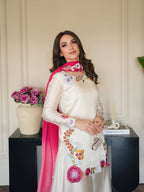 Turn Heads in This Stunning Kurta Palazo Set with Pink Dupatta