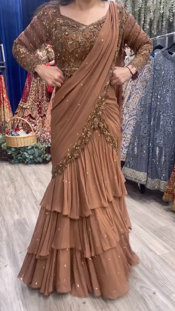 Luxury Georgette Lehenga Saree Set for Women - Reception & Festive Collection