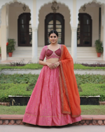 Trendy Madhubala Blouse & Lehenga Set with Lace Border Dupatta