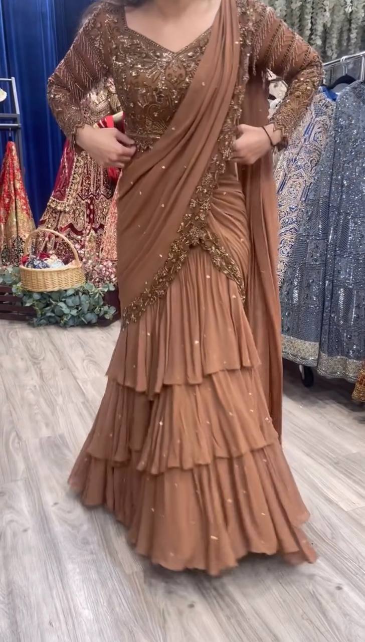 Luxury Georgette Lehenga Saree Set for Women - Reception & Festive Collection