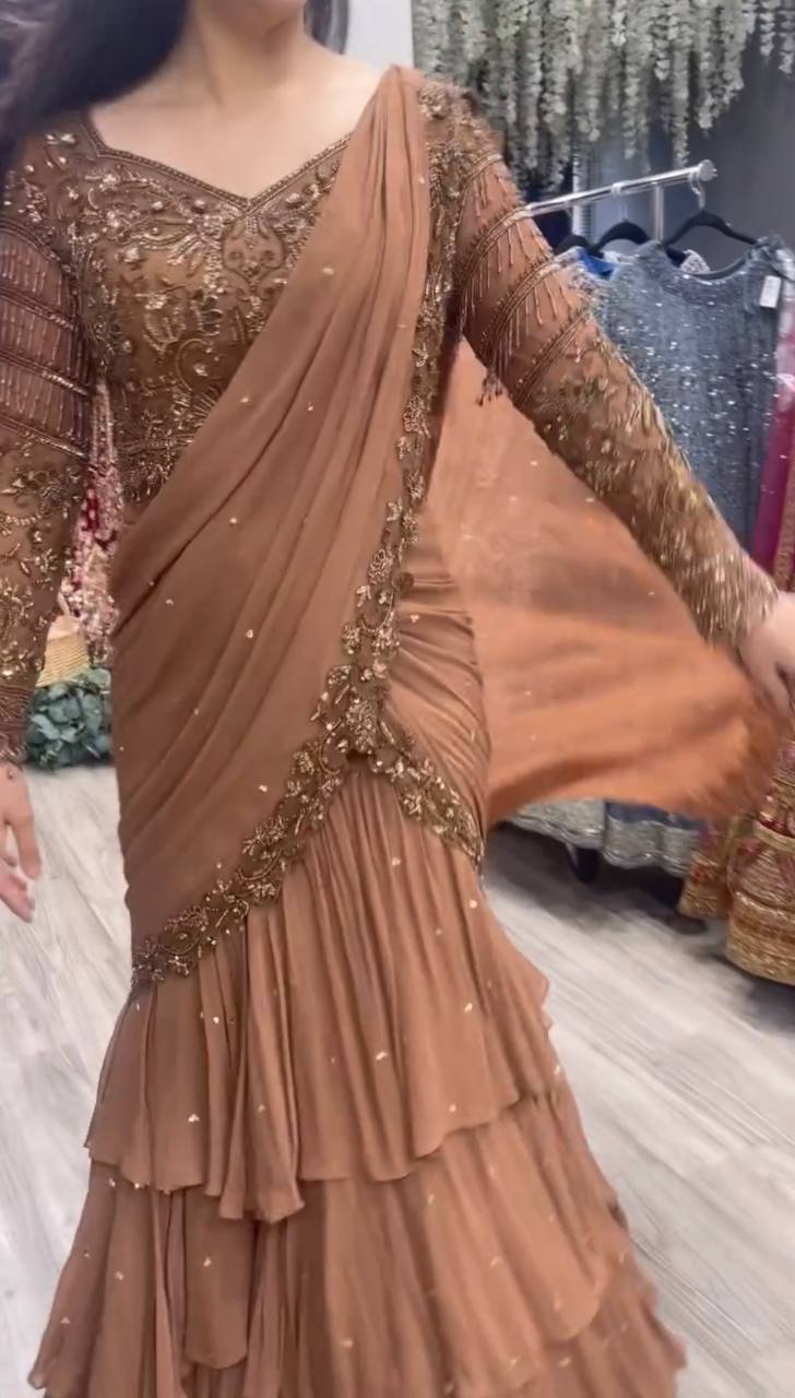 Luxury Georgette Lehenga Saree Set for Women - Reception & Festive Collection