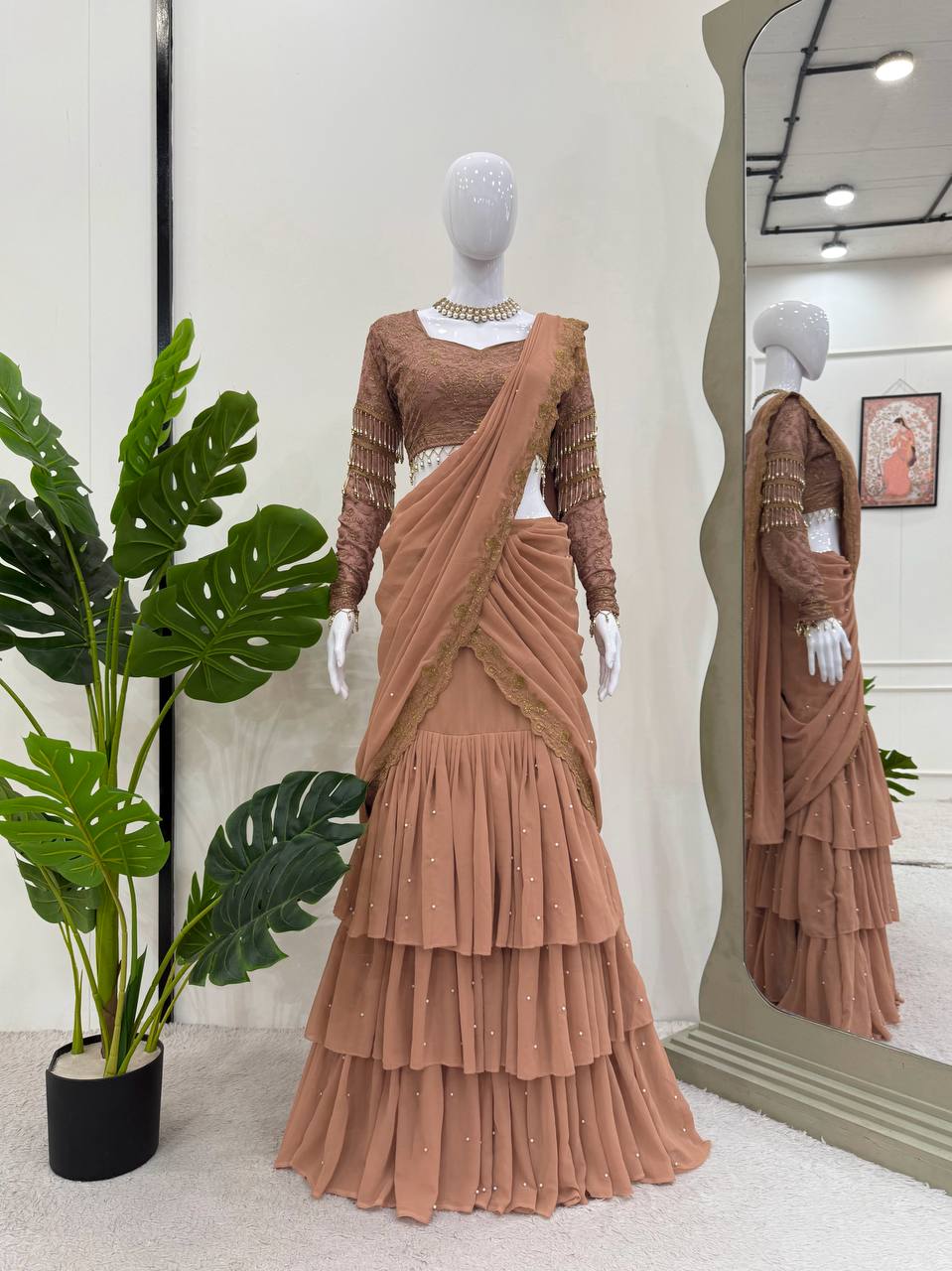 Luxury Georgette Lehenga Saree Set for Women - Reception & Festive Collection