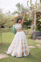 Premium White Ethnic Top with Lehenga Set for Women - Festive Collection