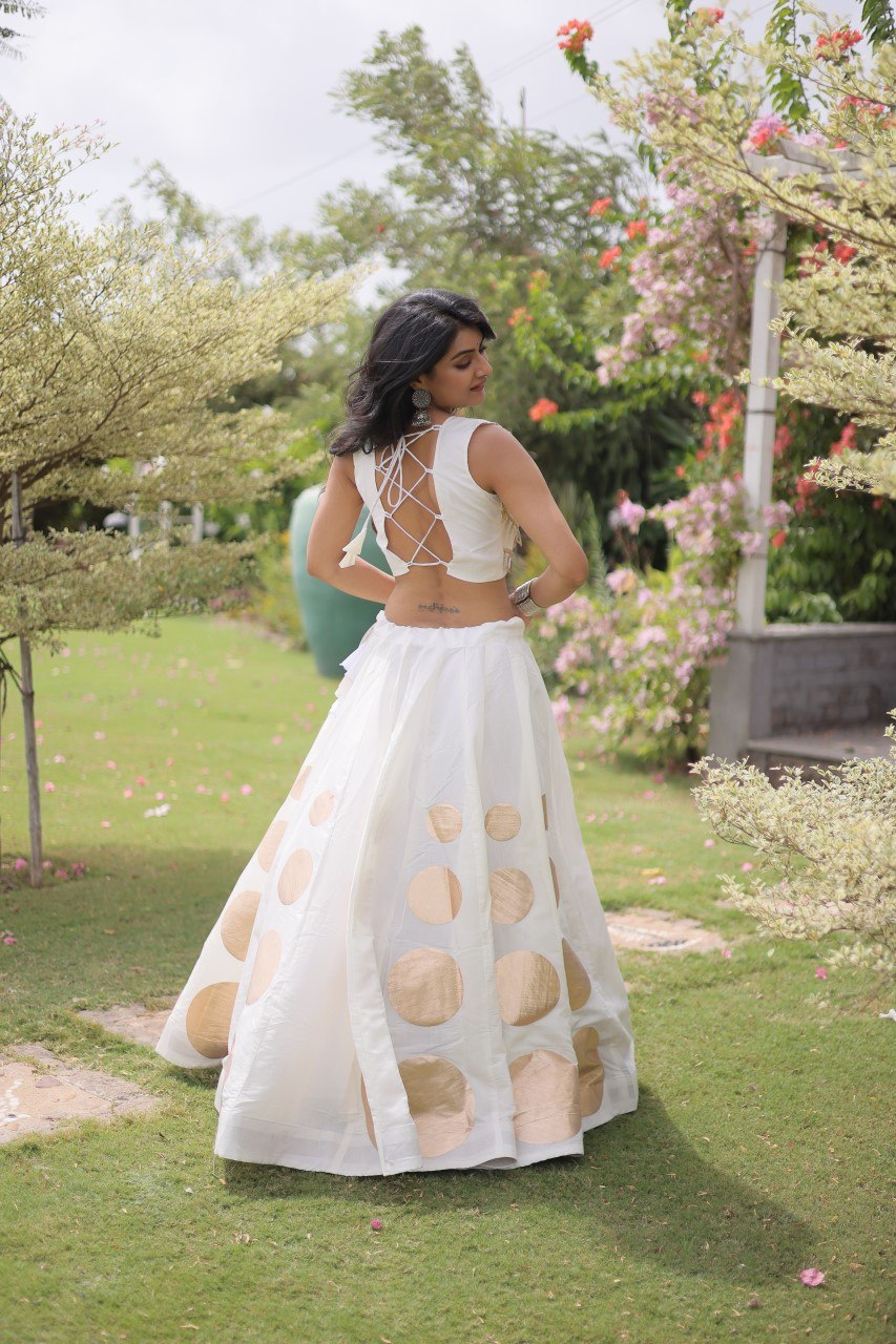 Premium White Ethnic Top with Lehenga Set for Women - Festive Collection