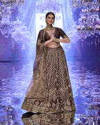 Brown Embroidered Bridal Lehenga Choli with Dupatta - Premium Wedding Wear