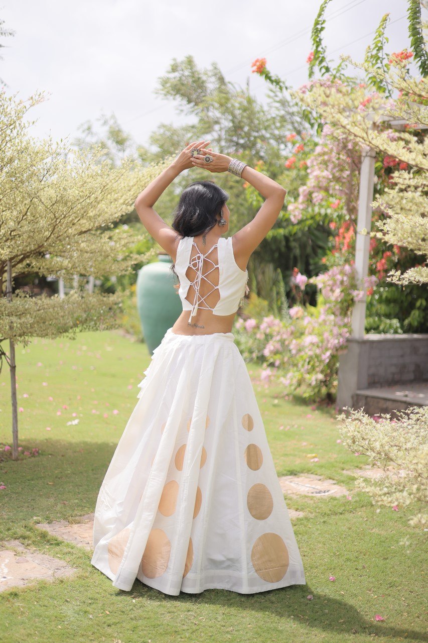 Premium White Ethnic Top with Lehenga Set for Women - Festive Collection