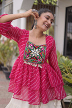 Women's Festive Navratri Ethnic Wear Top With Lehenga for Garba & Dandiya