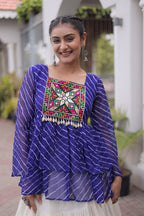 Women's Festive Navratri Ethnic Wear Top With Lehenga for Garba & Dandiya