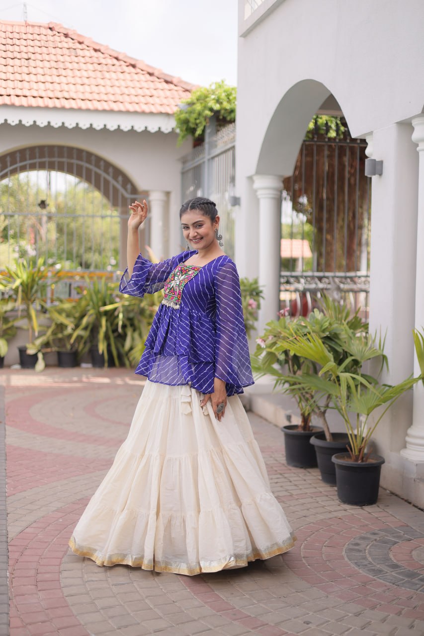 Women's Festive Navratri Ethnic Wear Top With Lehenga for Garba & Dandiya