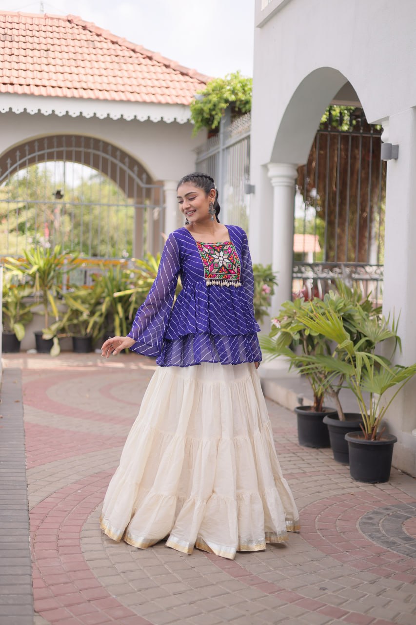 Women's Festive Navratri Ethnic Wear Top With Lehenga for Garba & Dandiya
