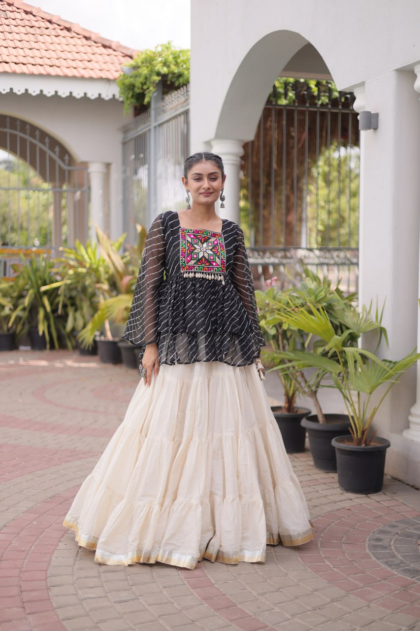 Women's Festive Navratri Ethnic Wear Top With Lehenga for Garba & Dandiya