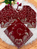 Karwa Chauth Special Georgette Embroidered Saree with Blouse - Festive Wear