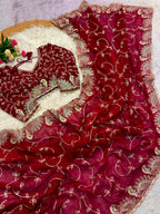 Karwa Chauth Special Georgette Embroidered Saree with Blouse - Festive Wear