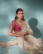 Beautiful Rangoli Silk Embroidered Saree with Diamond Silk Blouse - Karwa Chauth Festive Wear