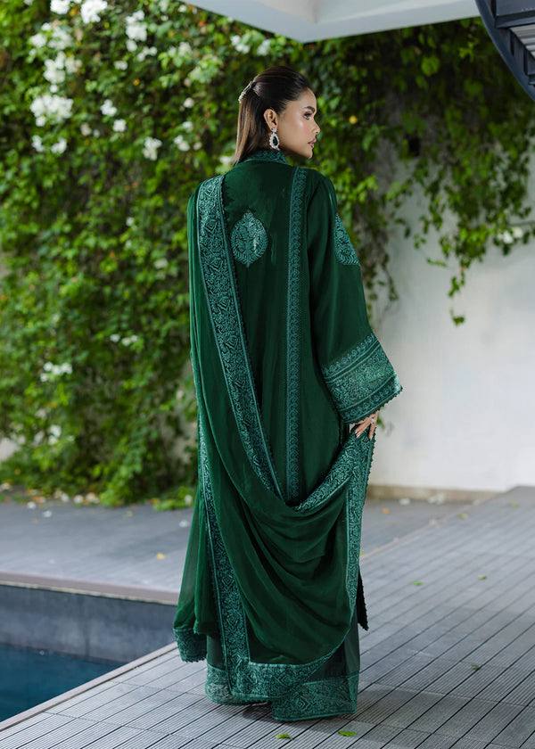 Royal Emerald Green Georgette Embroidered Palazzo Suit with Designer Dupatta - Festive Wear