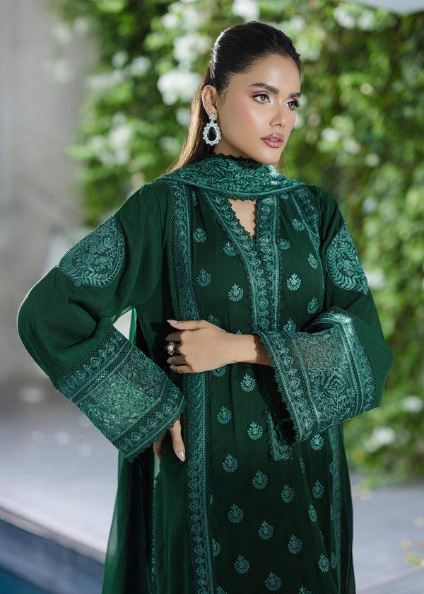 Royal Emerald Green Georgette Embroidered Palazzo Suit with Designer Dupatta - Festive Wear